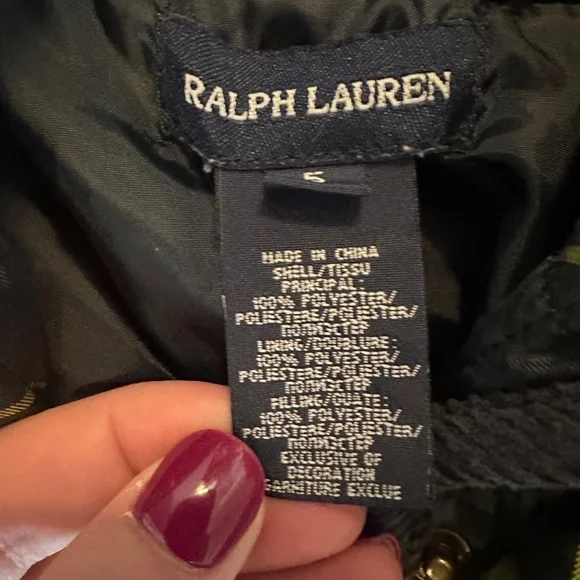 Girl’s Ralph Lauren Green Blue Plaid Quilted Snap Front Puffer Coat - Size 5 EUC - Picture 7 of 7